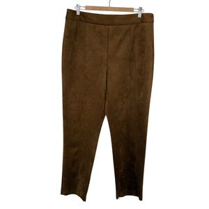 Preston & York Women's Caramel Faux Suede High Rise Straight Leg Pants, Size 12